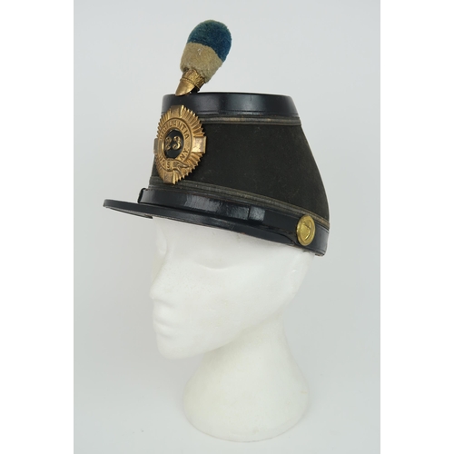 2654 - A C19TH MODEL 1872 SHAKO WITH BADGE FOR THE 23rd US NATIONAL GUARDThe black wool felt body with pate... 