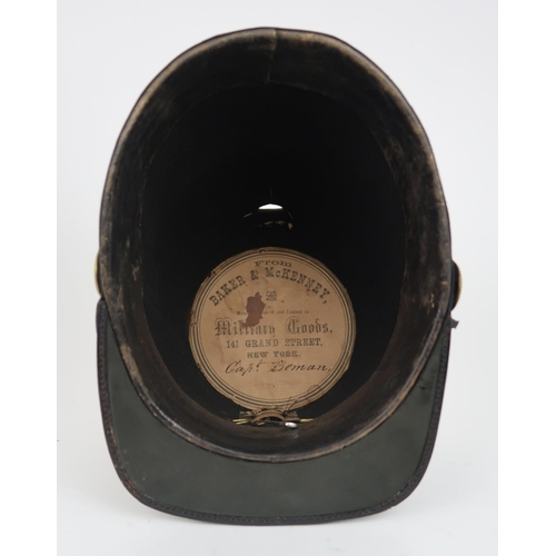 2654 - A C19TH MODEL 1872 SHAKO WITH BADGE FOR THE 23rd US NATIONAL GUARDThe black wool felt body with pate... 