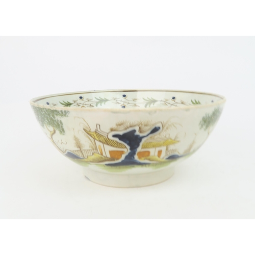 2167 - A COMMEMORATIVE PEARLWARE BOWLprobably Liverpool circa 1798, painted with Fill to brave Duncan below... 