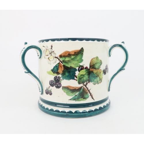 2173 - A LARGE ROBERT HERON AND SON WEMYSS TYGpainted with brambles and green scalloped edge, impressed mar... 