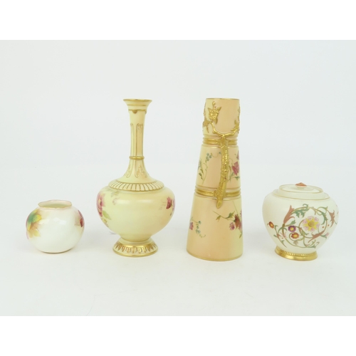 2175 - A COLLECTION OF ROYAL WORCESTER PORCELAINincluding a Kitty Blake bramble painted flower vase, shaped... 