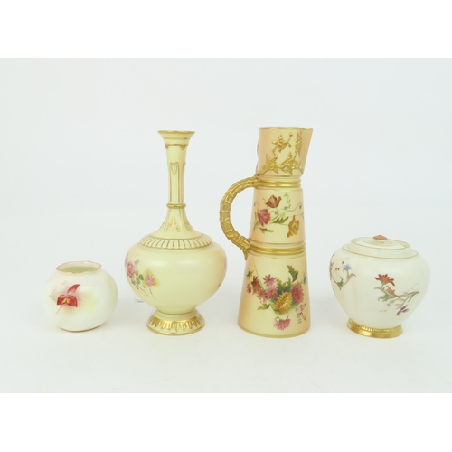 2175 - A COLLECTION OF ROYAL WORCESTER PORCELAINincluding a Kitty Blake bramble painted flower vase, shaped... 