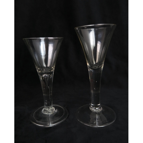 2182 - AN 19TH CENTURY RIBBON TWIST STEMMED BELL BOWL WINE GLASS16cm high, a ribbon twist wine glass, a fol... 