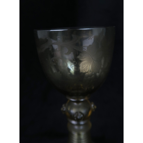 2182 - AN 19TH CENTURY RIBBON TWIST STEMMED BELL BOWL WINE GLASS16cm high, a ribbon twist wine glass, a fol... 