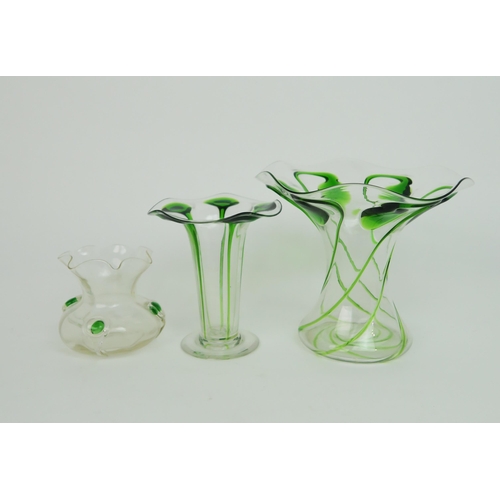 2199 - A GROUP OF FIVE STUART AND SONS STOURBRIDGE GLASS VASESall in clear glass with applied and trailing ... 