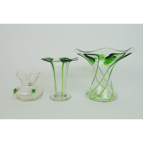 2199 - A GROUP OF FIVE STUART AND SONS STOURBRIDGE GLASS VASESall in clear glass with applied and trailing ... 