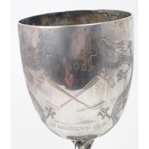 2352 - A CHINESE EXPORT SILVER PRESENTATION TROPHYInscribed Hankow Golf Club, St. Andrews Cup won by J.SHEA... 