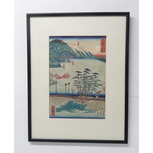 2370B - THE SCENIC PLACES OF THE TOKAIDO; a selection of ten tate-e woodblock prints including HIROSHIGE II ... 