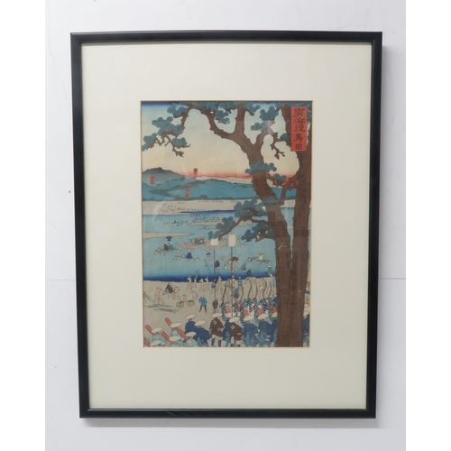 2370B - THE SCENIC PLACES OF THE TOKAIDO; a selection of ten tate-e woodblock prints including HIROSHIGE II ... 