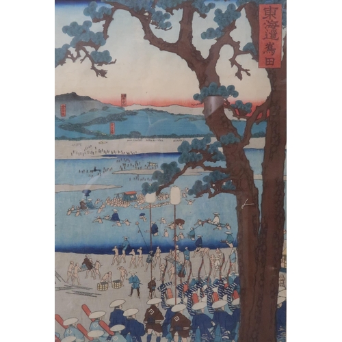 2370B - THE SCENIC PLACES OF THE TOKAIDO; a selection of ten tate-e woodblock prints including HIROSHIGE II ... 