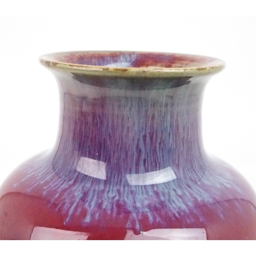 2390 - A CHINESE FLAMBE GLAZE VASE Impressed seal mark, 20th century, 30cm high