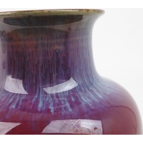 2390 - A CHINESE FLAMBE GLAZE VASE Impressed seal mark, 20th century, 30cm high