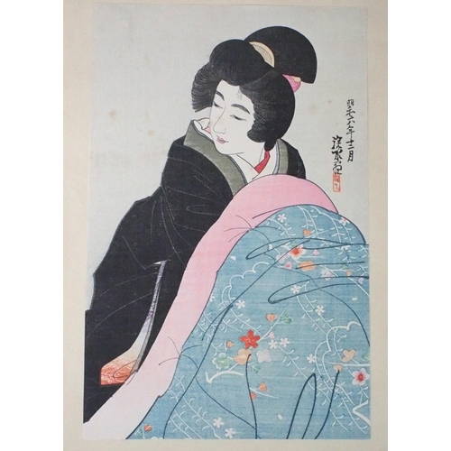 2393 - SHINSUI ITO (1898-1972)An aiban Tate-e print of Kotatsu (Under-table Heater), from the series Gendai... 