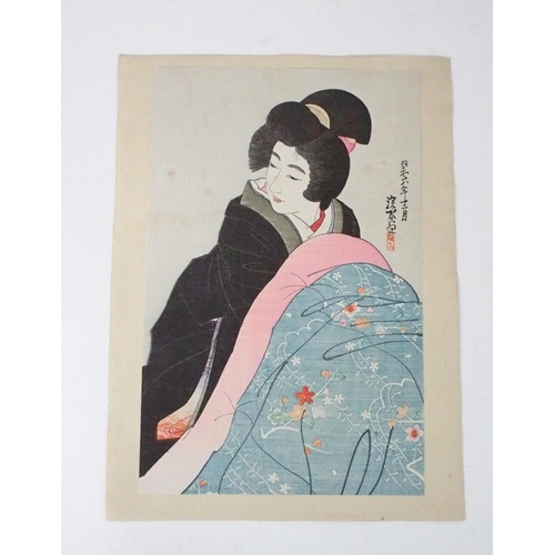 2393 - SHINSUI ITO (1898-1972)An aiban Tate-e print of Kotatsu (Under-table Heater), from the series Gendai... 