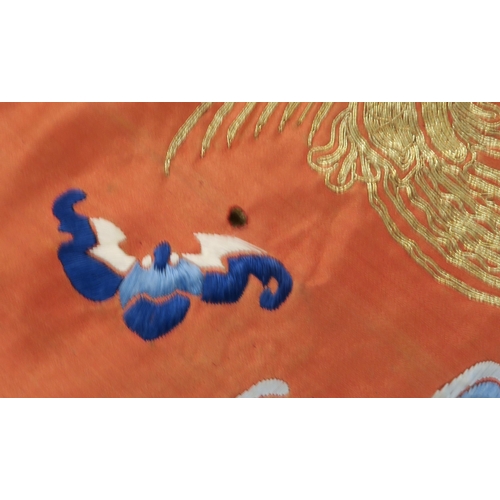 2413 - A CHINESE SILK 3/4 LENGTH HAN STYLE OFFICIALS WIFE JACKET Woven with 5 clawed lung dragon,phoenix an... 