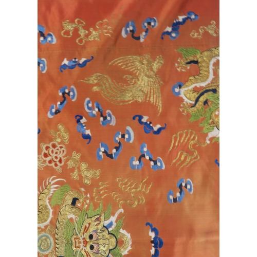 2413 - A CHINESE SILK 3/4 LENGTH HAN STYLE OFFICIALS WIFE JACKET Woven with 5 clawed lung dragon,phoenix an... 