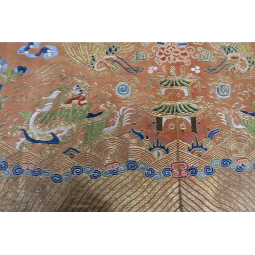 2413 - A CHINESE SILK 3/4 LENGTH HAN STYLE OFFICIALS WIFE JACKET Woven with 5 clawed lung dragon,phoenix an... 