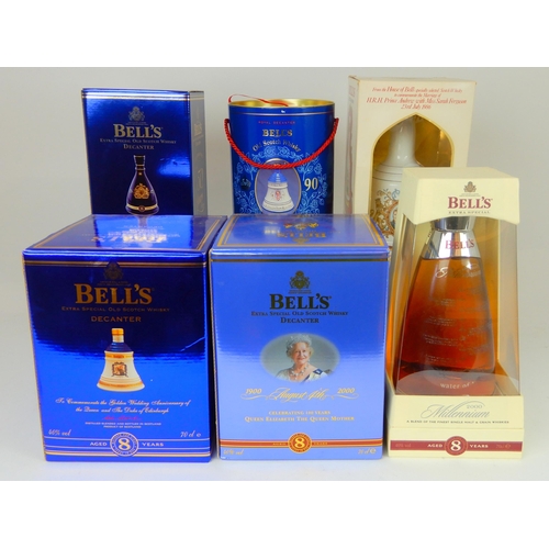 2682 - ARTHUR BELL & SON SCOTCH WHISKY DECANTERS Queen Elizabeth golden wedding anniversary 1997, H.R.H... 