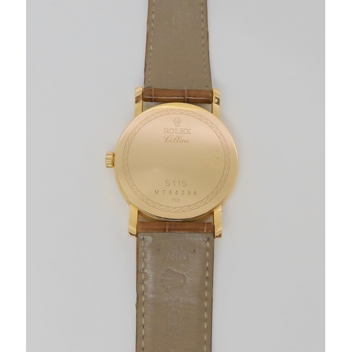 2887 - AN 18CT GOLD ROLEX CELLINIwith Rolex textured cream dial, with gold coloured Roman numerals and hand... 