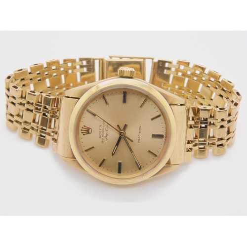 2889A - A 9CT GOLD ROLEX OYSTER PERPETUAL AIR KING PRECISIONwith gold coloured dial, baton numerals and hand... 