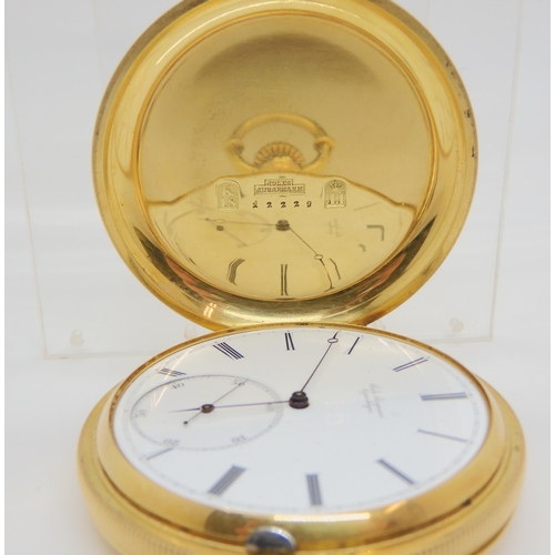 2891A - A DANISH 18CT GOLD FULL HUNTER POCKET WATCHThe dial, inner dust cover and mechanism signed Jules Jur... 