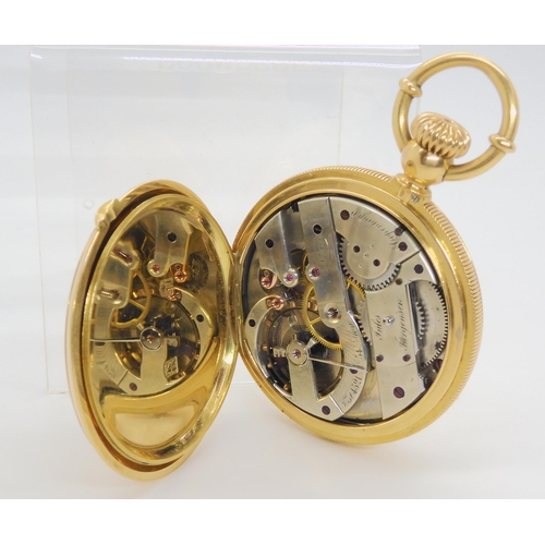 2891A - A DANISH 18CT GOLD FULL HUNTER POCKET WATCHThe dial, inner dust cover and mechanism signed Jules Jur... 