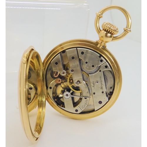 2891A - A DANISH 18CT GOLD FULL HUNTER POCKET WATCHThe dial, inner dust cover and mechanism signed Jules Jur... 