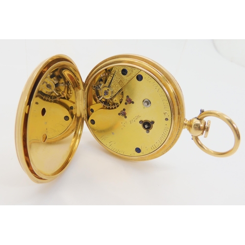 2897B - AN 18CT OPEN FACE POCKET WATCHthe white enamel dial and the mechanism signed D. McGregor & Co, G... 