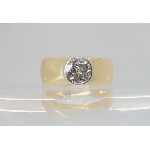 2708 - A DIAMOND SOLITAIRE RINGset with an estimated approx 0.60cts brilliant cut diamond in a bezel settin... 