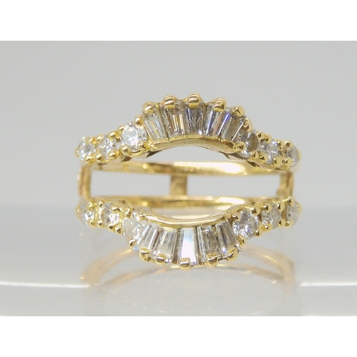 2766 - A 14K TWO PART DIAMOND DRESS RINGcomprising of a removable diamond solitaire of estimated approx 1ct... 