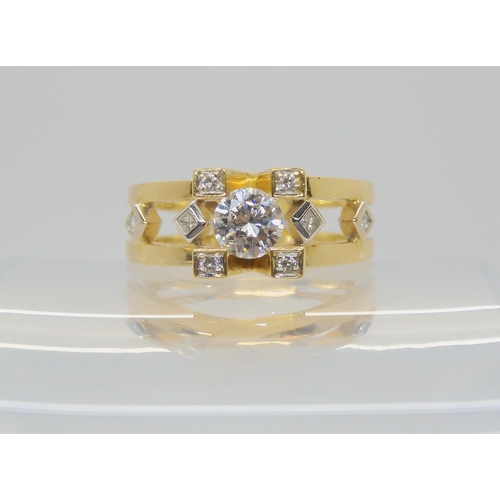 2784 - A RETRO 18CT GOLD SOLITAIRE DIAMOND RINGset with an estimated approx 0.60ct brilliant cut diamond, f... 