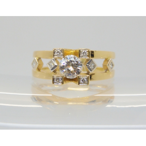 2784 - A RETRO 18CT GOLD SOLITAIRE DIAMOND RINGset with an estimated approx 0.60ct brilliant cut diamond, f... 