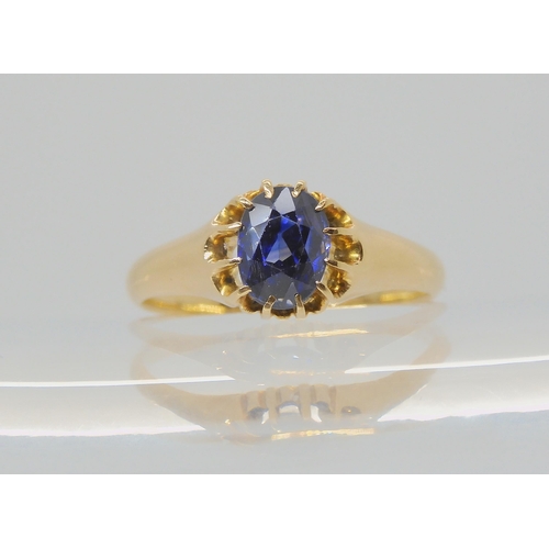 2787 - A SAPPHIRE RINGwith a vintage gypsy style setting. Finger size M1/2, weight 3gms... 