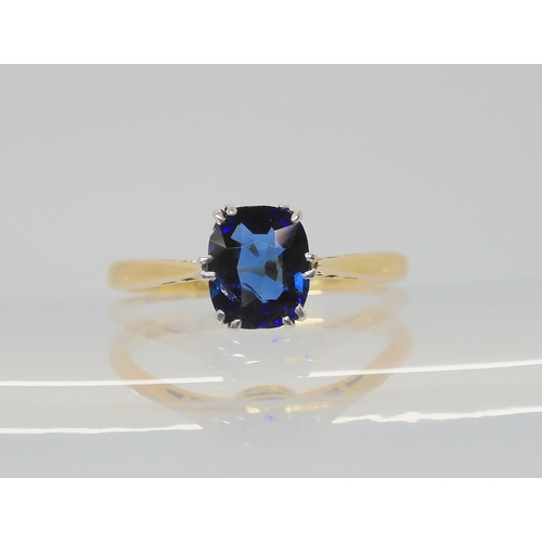 2789 - A SAPPHIRE RINGwith an 18ct and platinum, classic crown mount. Finger size L, weight 2.4gms... 