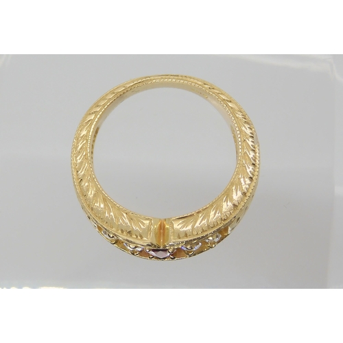 2820 - A 14K GOLD RINGset with marquis diamonds to an estimated approx diamond total of 0.40cts, further se... 