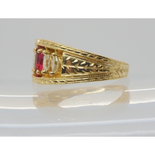 2820 - A 14K GOLD RINGset with marquis diamonds to an estimated approx diamond total of 0.40cts, further se... 