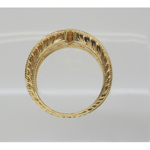 2820 - A 14K GOLD RINGset with marquis diamonds to an estimated approx diamond total of 0.40cts, further se... 