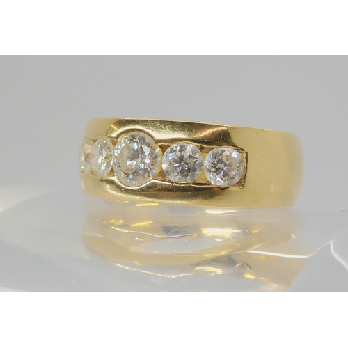 2821 - A SUBSTANTIAL FIVE STONE DIAMOND RINGset with estimated approx 1.50cts of diamonds, four 0.25cts and... 