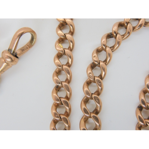 2826 - A ROSE GOLD FOB CHAIN & SEALthe curb chain is hallmarked 9, .375 to every link, 'T' bar and one ... 