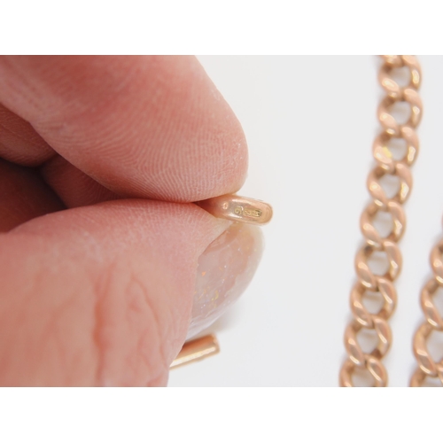 2826 - A ROSE GOLD FOB CHAIN & SEALthe curb chain is hallmarked 9, .375 to every link, 'T' bar and one ... 