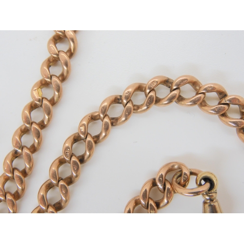 2826 - A ROSE GOLD FOB CHAIN & SEALthe curb chain is hallmarked 9, .375 to every link, 'T' bar and one ... 