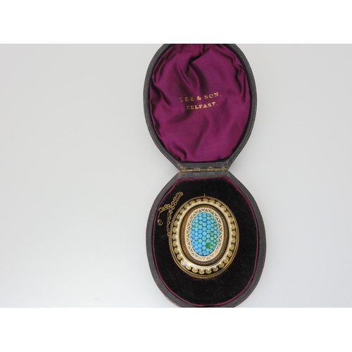 2845 - A VICTORIAN TURQUOISE BROOCHin original fitted box from Lee & Son Belfast. The brooch is made in... 