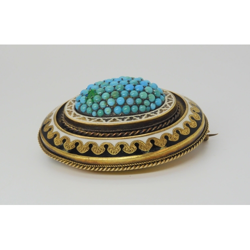 2845 - A VICTORIAN TURQUOISE BROOCHin original fitted box from Lee & Son Belfast. The brooch is made in... 