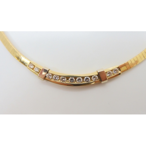 2853 - AN ITALIAN MADE DIAMOND NECKLETset with estimate approx 1.20cts of brilliant cut diamonds, channel s... 