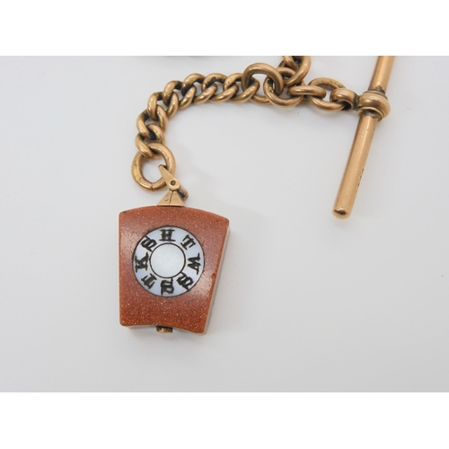 2857 - A 9CT ROSE GOLD ALBERT CHAINthe tapered fob chain is stamped .375 9ct to every link, 'T' bar and lob... 