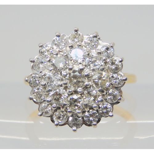 2870 - A SUBSTANTIAL DIAMOND CLUSTER RINGset with estimated approx 1ct of brilliant cut diamonds, finger si... 