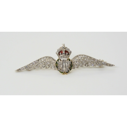 2878 - A DIAMOND RAF SWEETHEART BROOCHmounted in yellow and white metal set with eight cut diamonds and ena... 