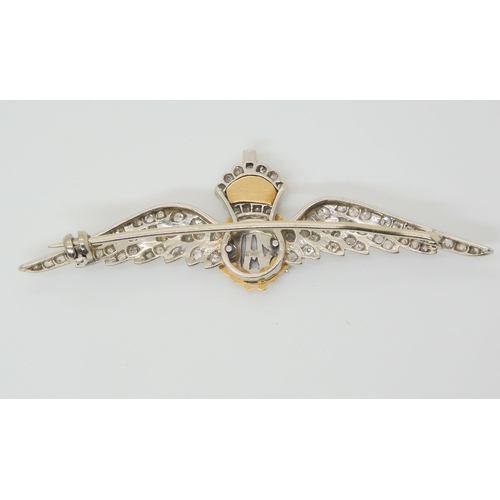 2878 - A DIAMOND RAF SWEETHEART BROOCHmounted in yellow and white metal set with eight cut diamonds and ena... 