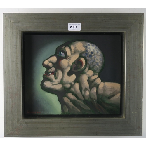 2901 - PETER HOWSON OBE (SCOTTISH b. 1958)MALE PORTRAIT Oil on canvas, signed lower left, 25 x 30cm (9.75 x... 