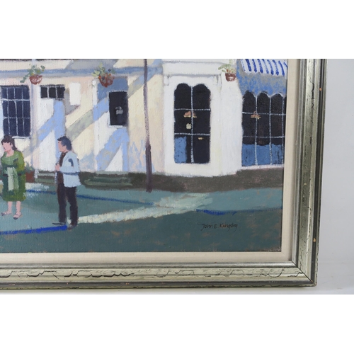 2903 - JOHN E KINGSLEY PAI RSW (SCOTTISH b.1956)STREET SCENE Oil on canvas, signed lower right, 100 x 85cm ... 